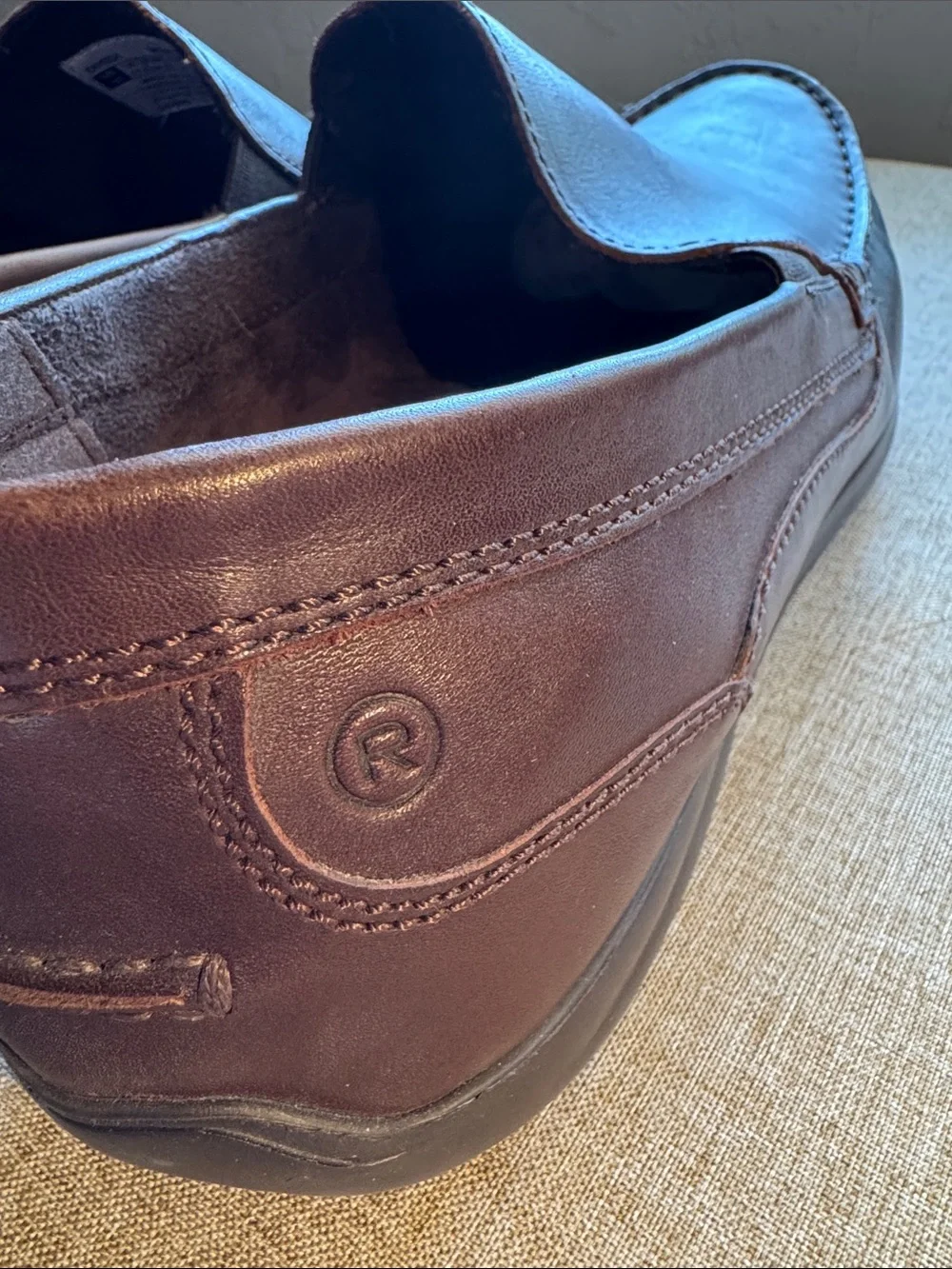 NWOB Rockport Trutech Men’s Brown Leather Loafers SZ 12 W‎